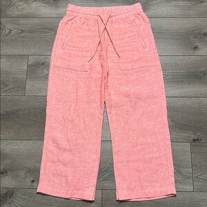 Athleta Retreat Linen‎ High Rise Wide Leg Pant Sunset Glow Orange Size 0